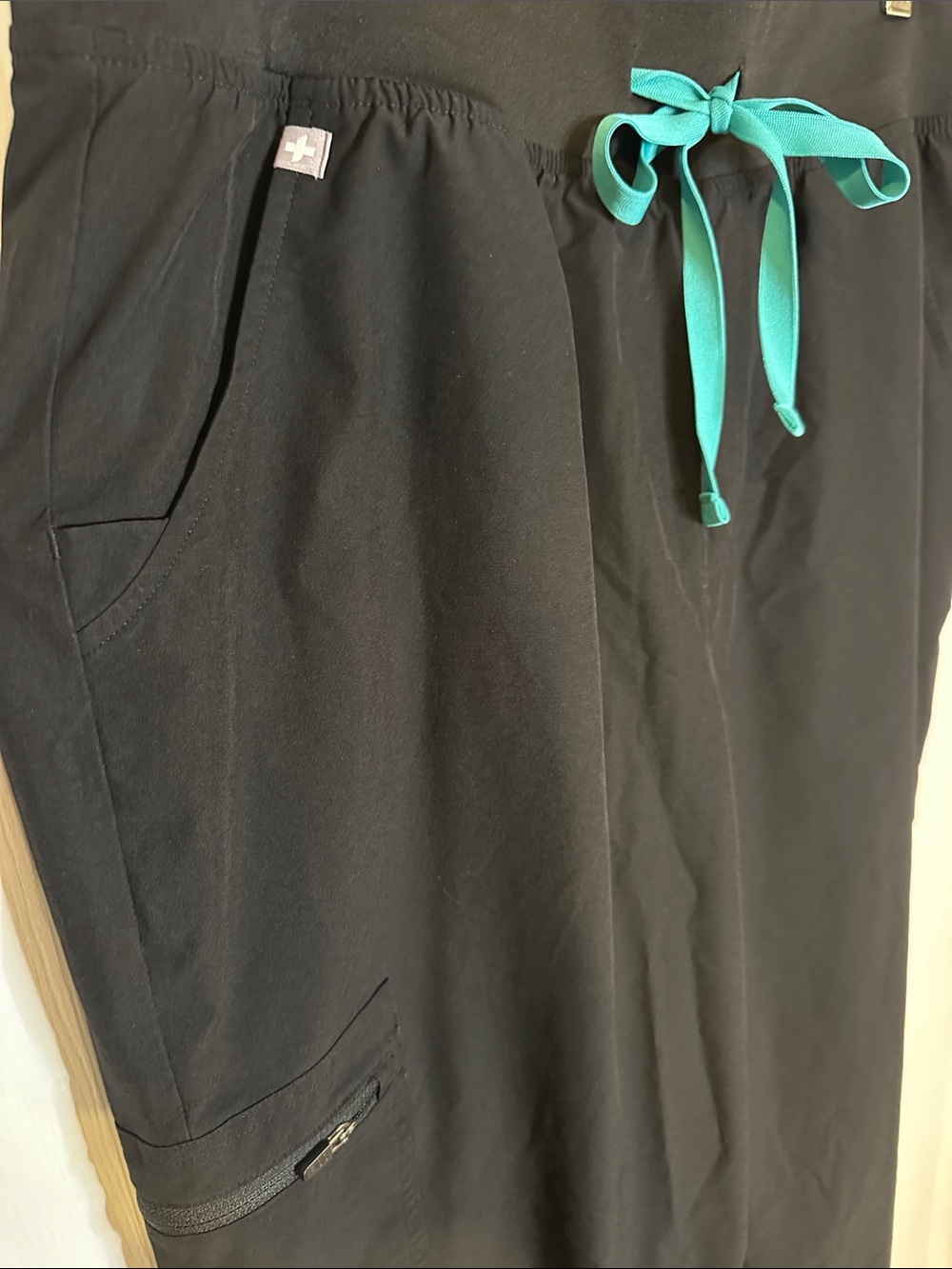 Figs Black Jogger Pants with Teal Drawstring - Picture 12 of 12
